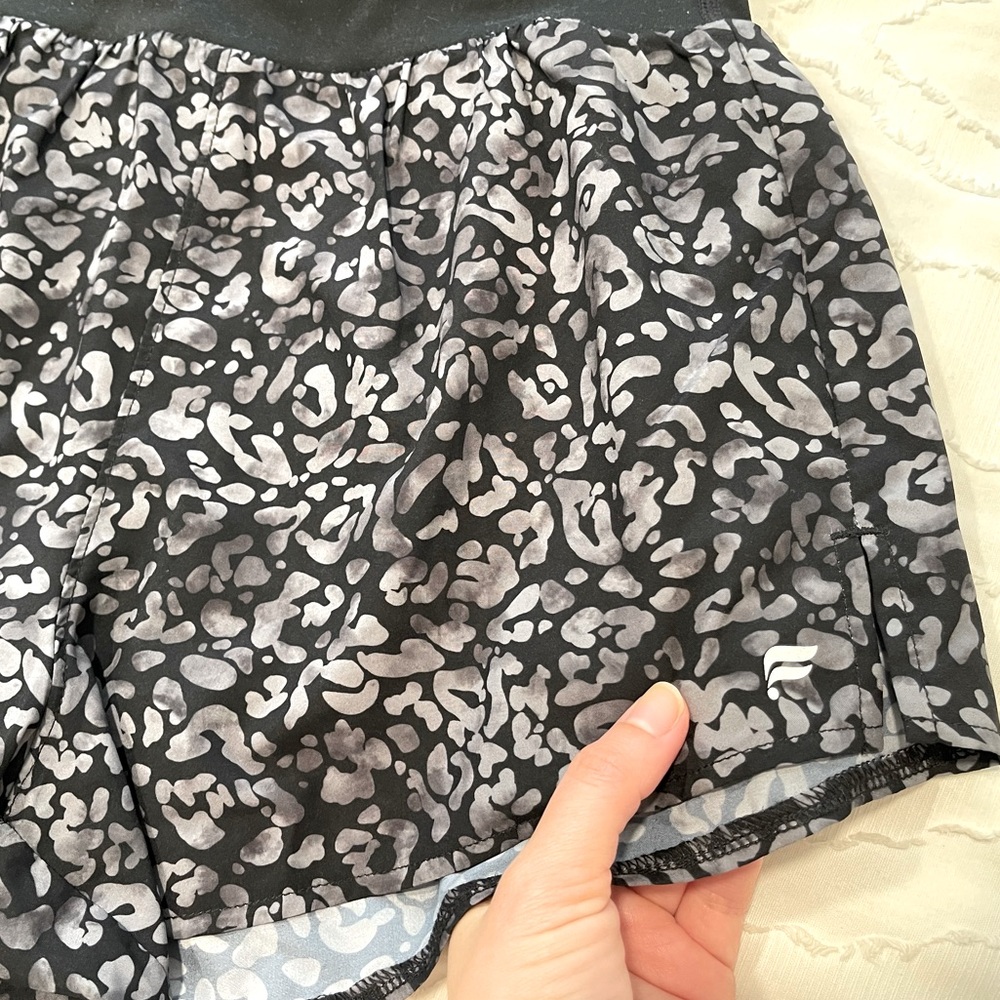 Fabletics Women's Leopard Running Shorts S gym